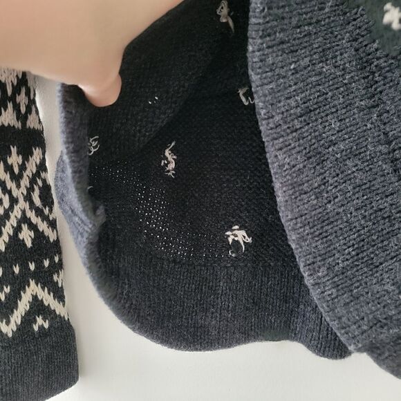 Vintage B. Moss Knit Nordic Turtleneck Sweater Gray/White Cotton Blend M - Picture 7 of 9